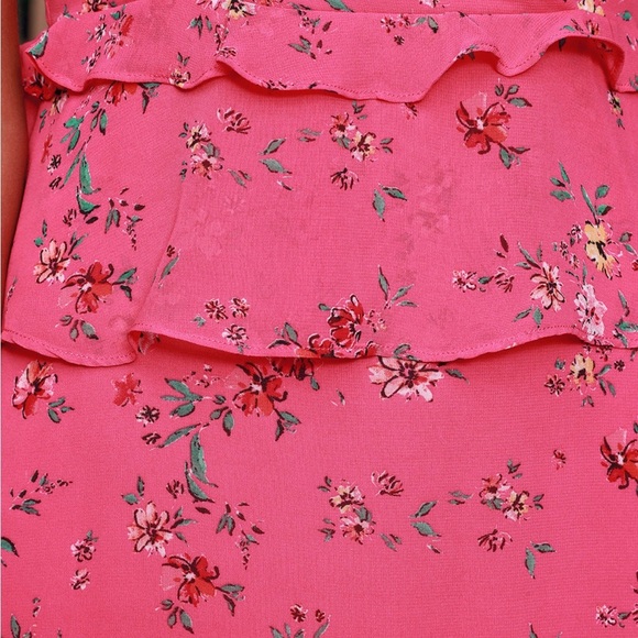Lulus Sunshine Bouquet Fuchsia Pink Floral Print Ruffled Maxi Dress - Picture 7 of 9